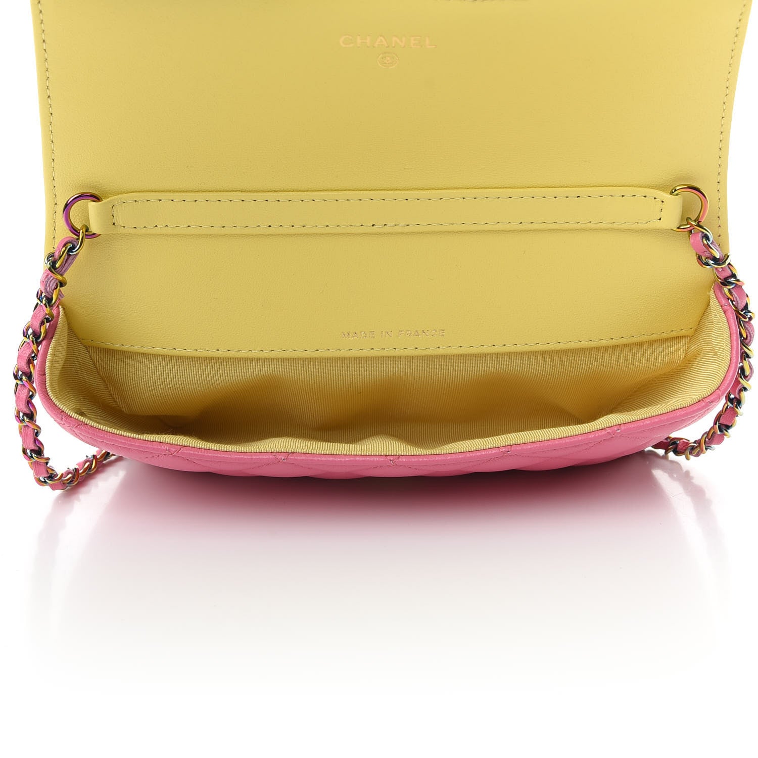 Chanel Lambskin Quilted Glasses Case With Chain Pink Yellow 7 of 10