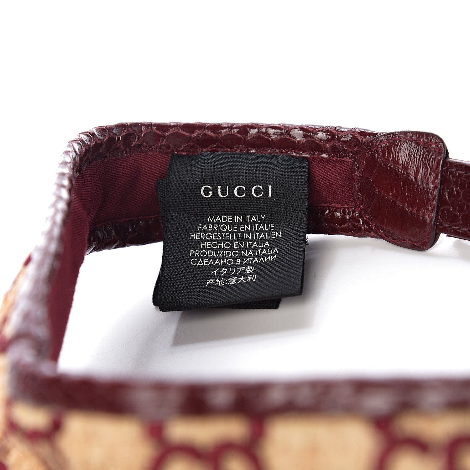 Gucci Raffia Elaphe GG Monogram Embroidered Afraa Visor L Ivory Bordeaux 5 of 7