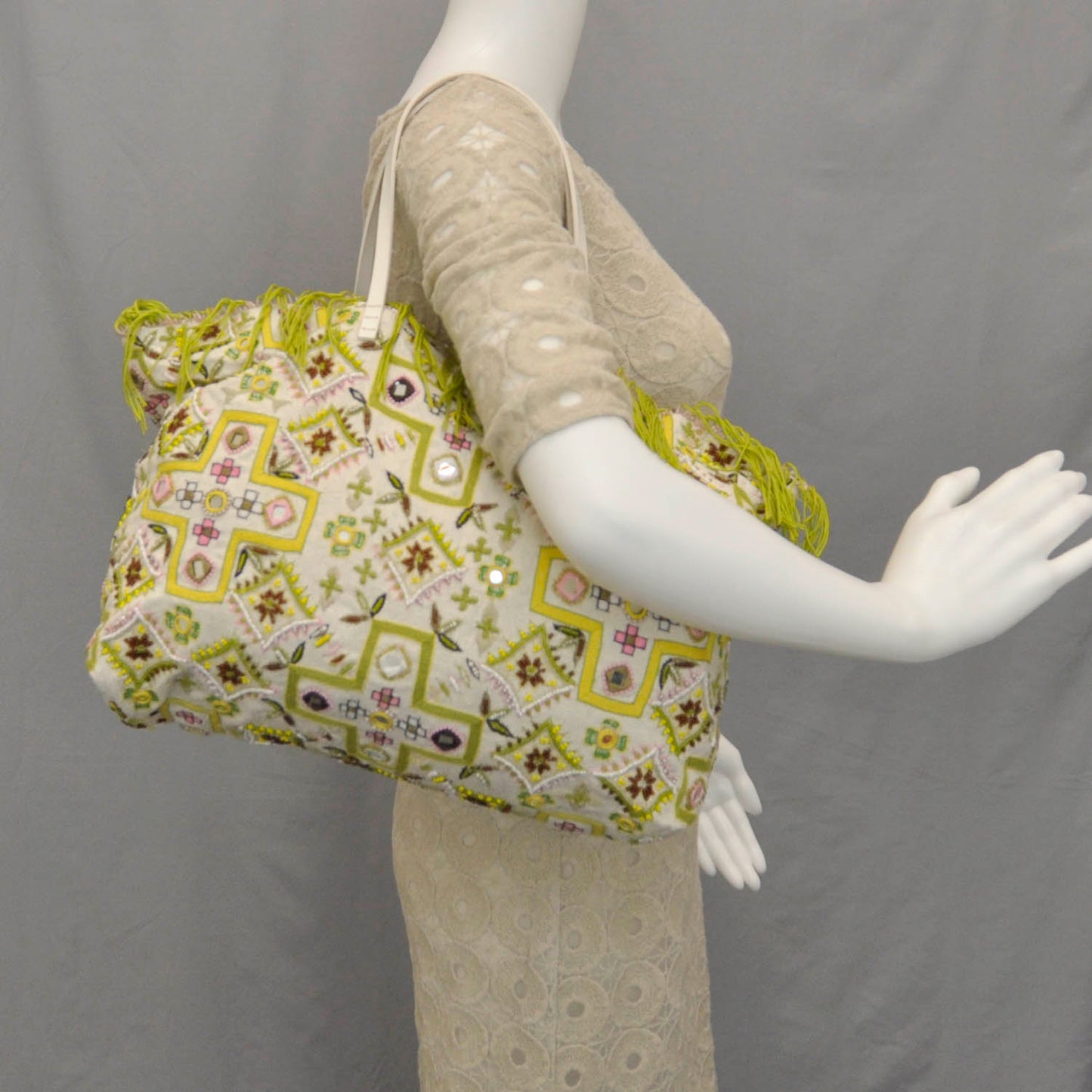 Beaded Fringe Tote