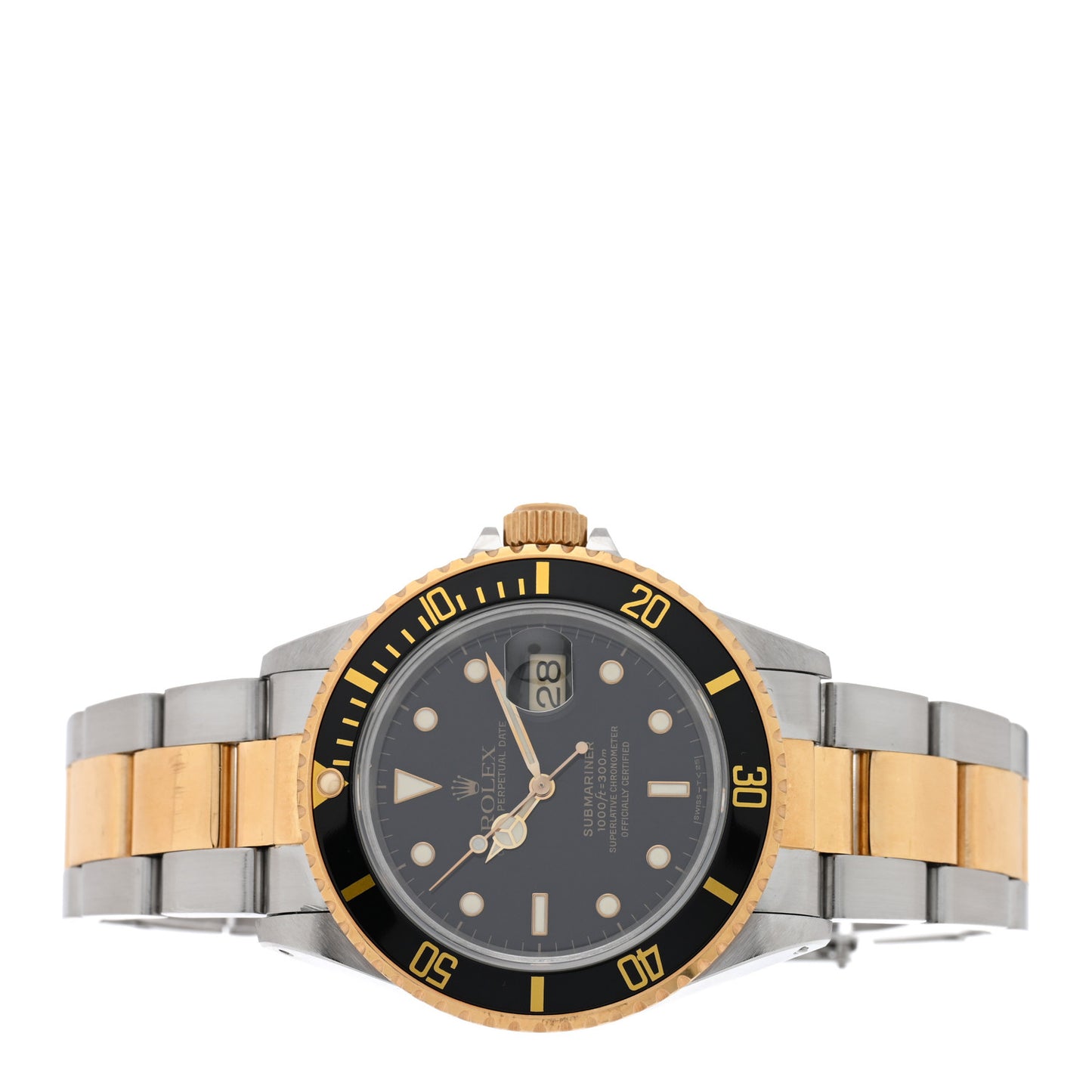Stainless Steel 18K Yellow Gold 40mm Submariner Date Watch Black 16803