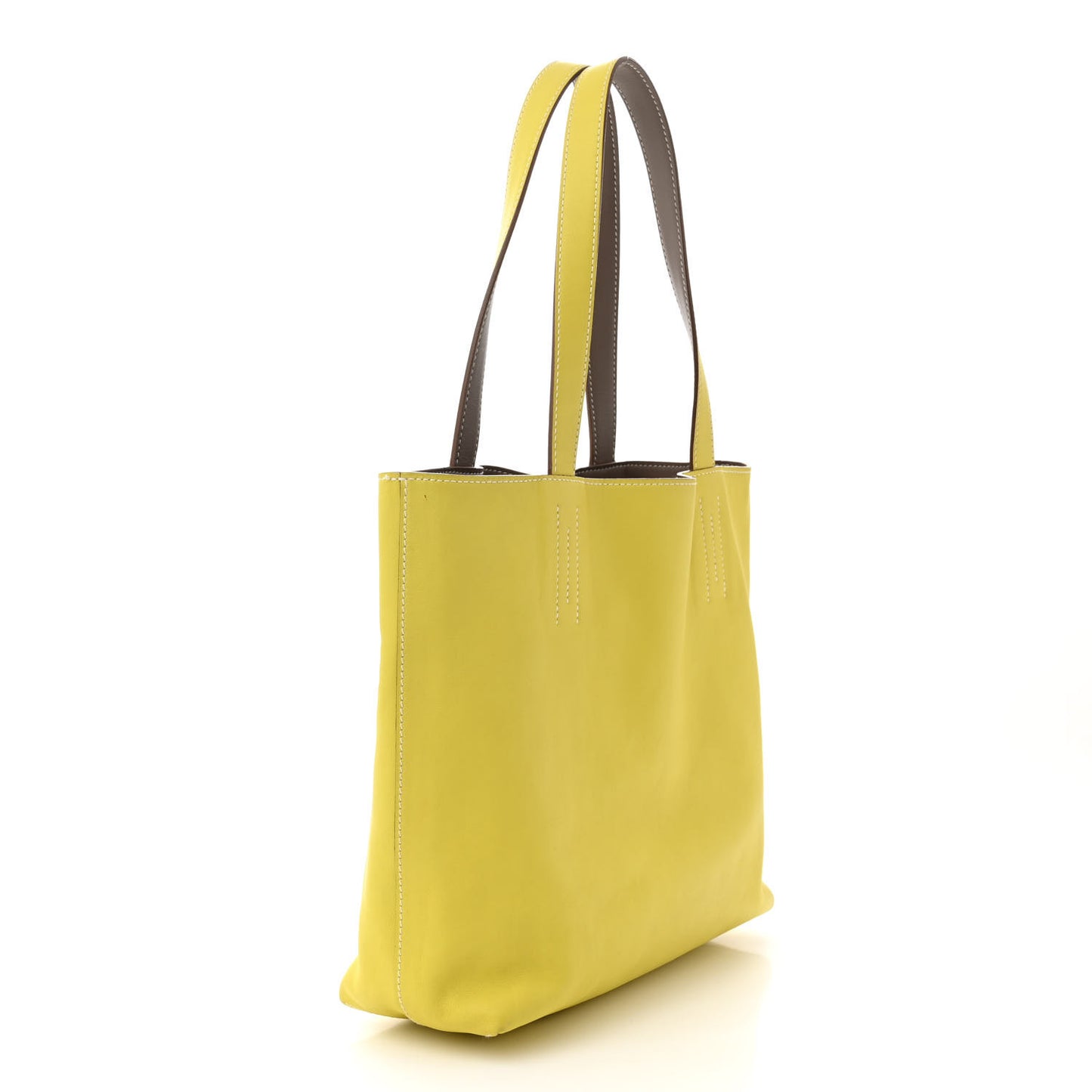 Veau Sikkim Swift Double Sens 28 Reversible Tote Lime Etoupe