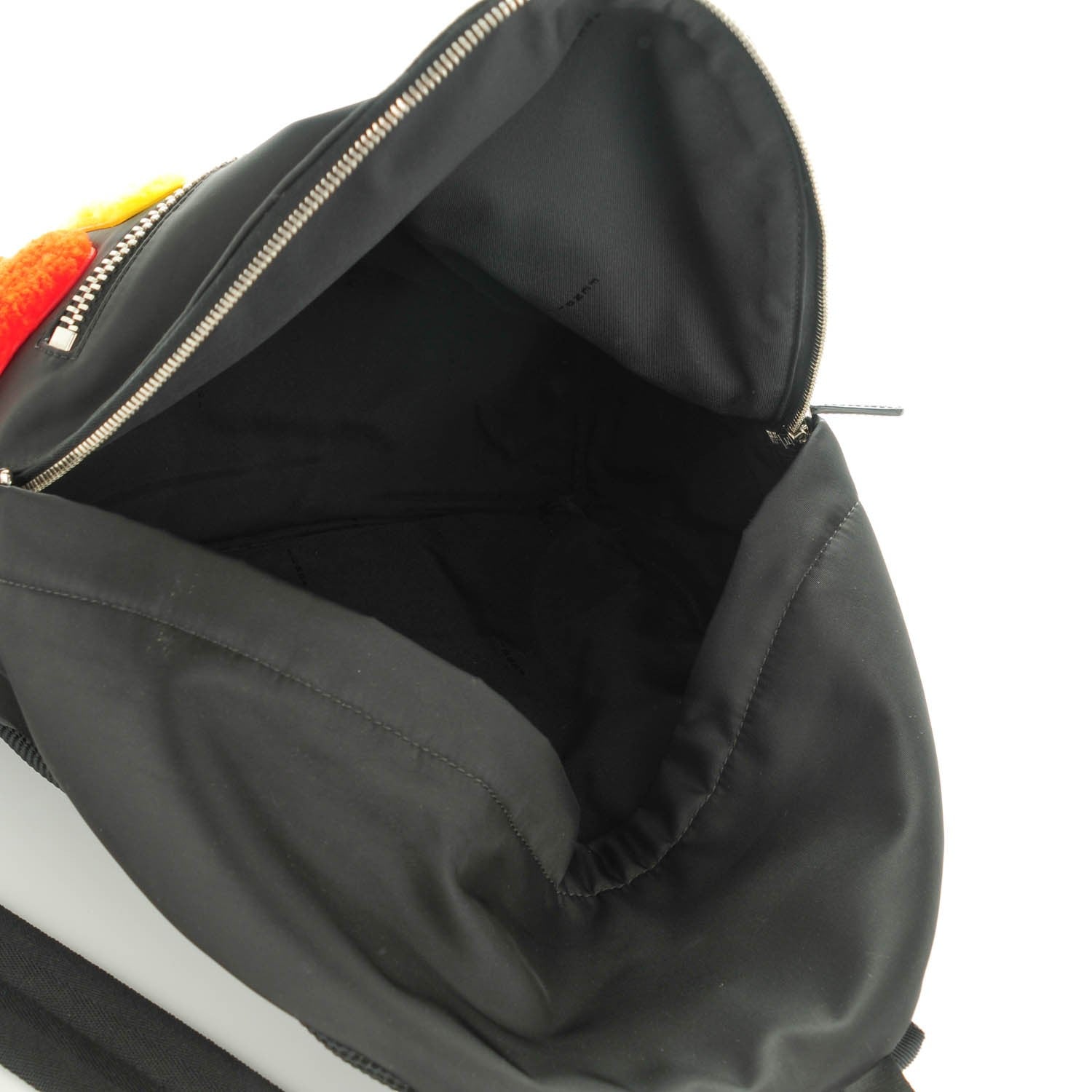 Fendi Nylon Shearling Block Letter Backpack Black 5 of 7