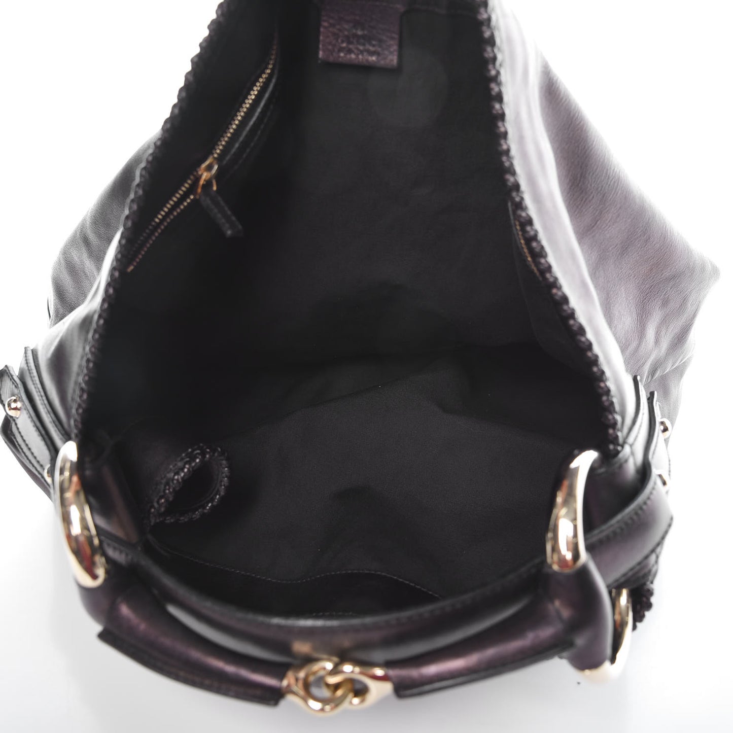 Calfskin Large Horsebit Chain Hobo Bronze