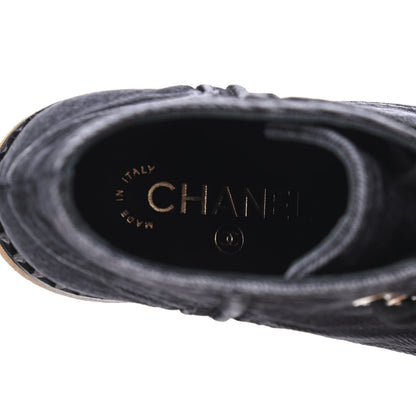 Chanel Denim Lace Up Boots 36 Grey 6 of 12