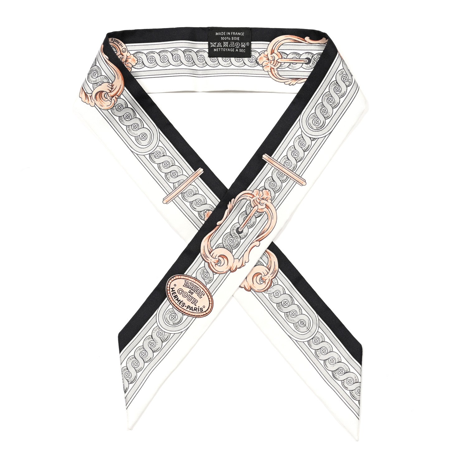 Hermes Silk Bride De Cour Twilly Black White Or Rose 1 of 4
