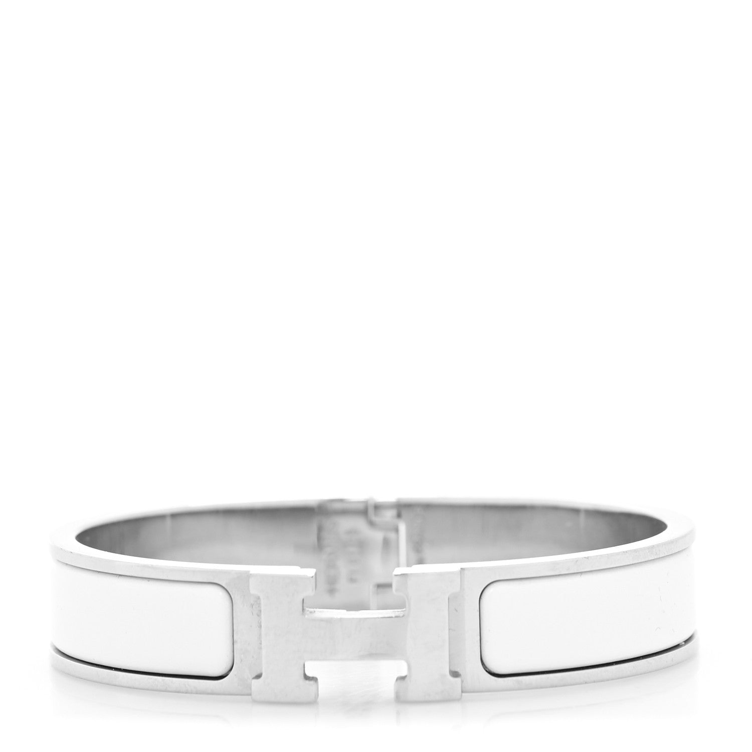 Hermes Enamel Narrow Clic Clac H Bracelet PM White 1 of 5