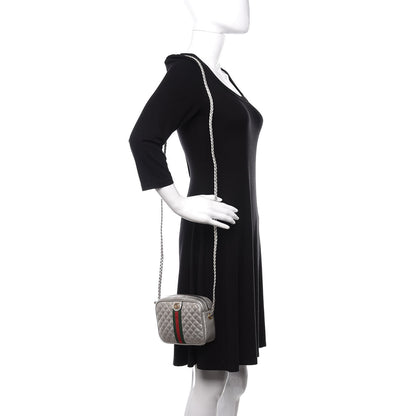 Gucci Laminated Nappa Web Trapuntata Mini GG Shoulder Bag Argento 2 of 11