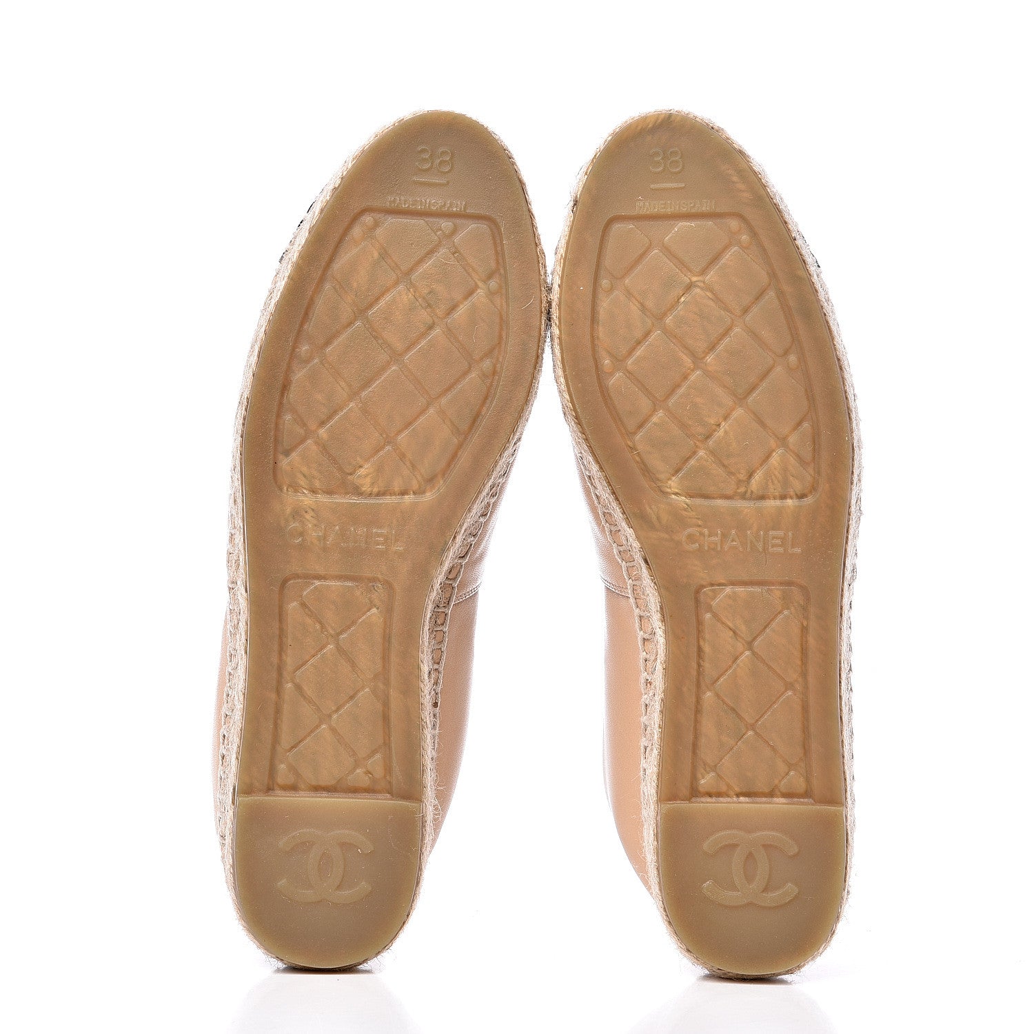 Chanel Lambskin CC Espadrilles 38 Beige Black 5 of 9
