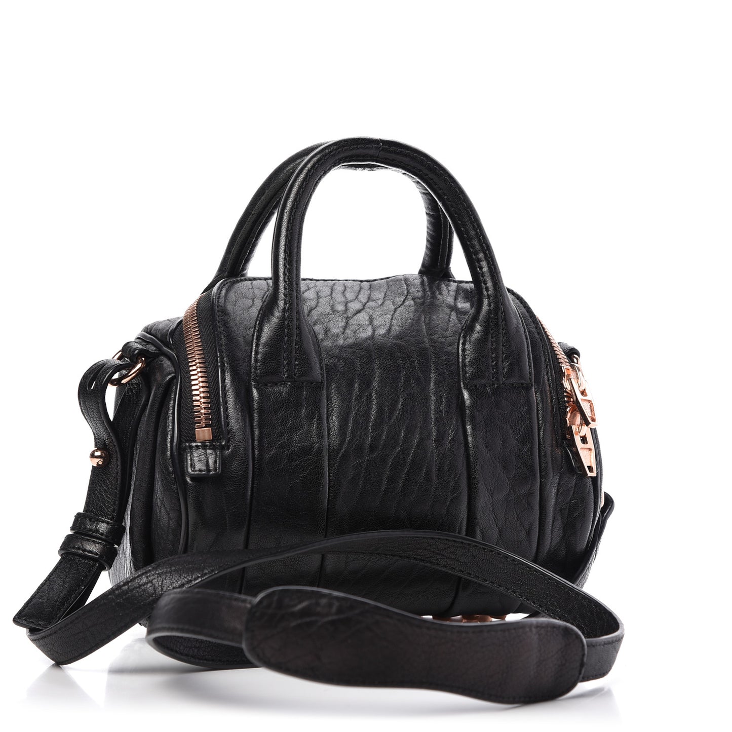 Pebbled Lambskin Mini Rockie Black Rose Gold Hardware