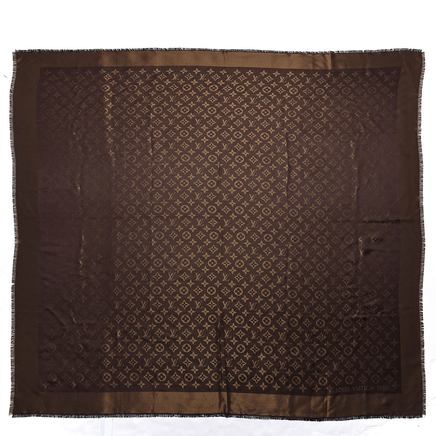 Louis Vuitton Silk Lurex Wool Monogram Shine Shawl Brown 1 of 5