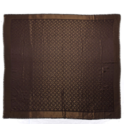Louis Vuitton Silk Lurex Wool Monogram Shine Shawl Brown 1 of 5