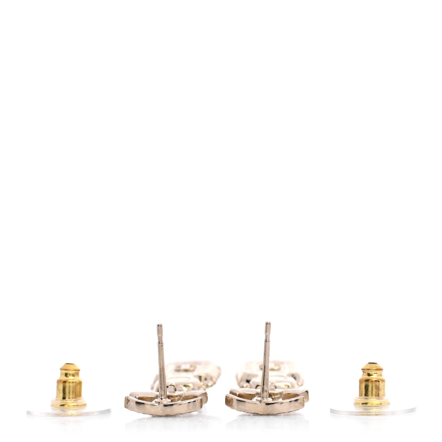 Chanel Crystal Pearl CC Drop Earrings Gold 3 of 4