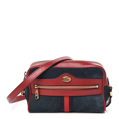 Gucci Suede Calfskin Web Mini Ophidia Shoulder Bag New Blue Romantic Cherry 1 of 10