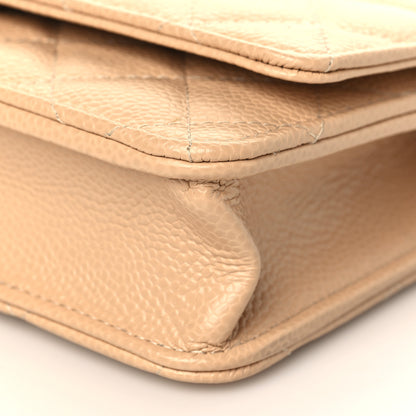 Chanel Caviar Quilted Wallet On Chain WOC Beige 10 of 11