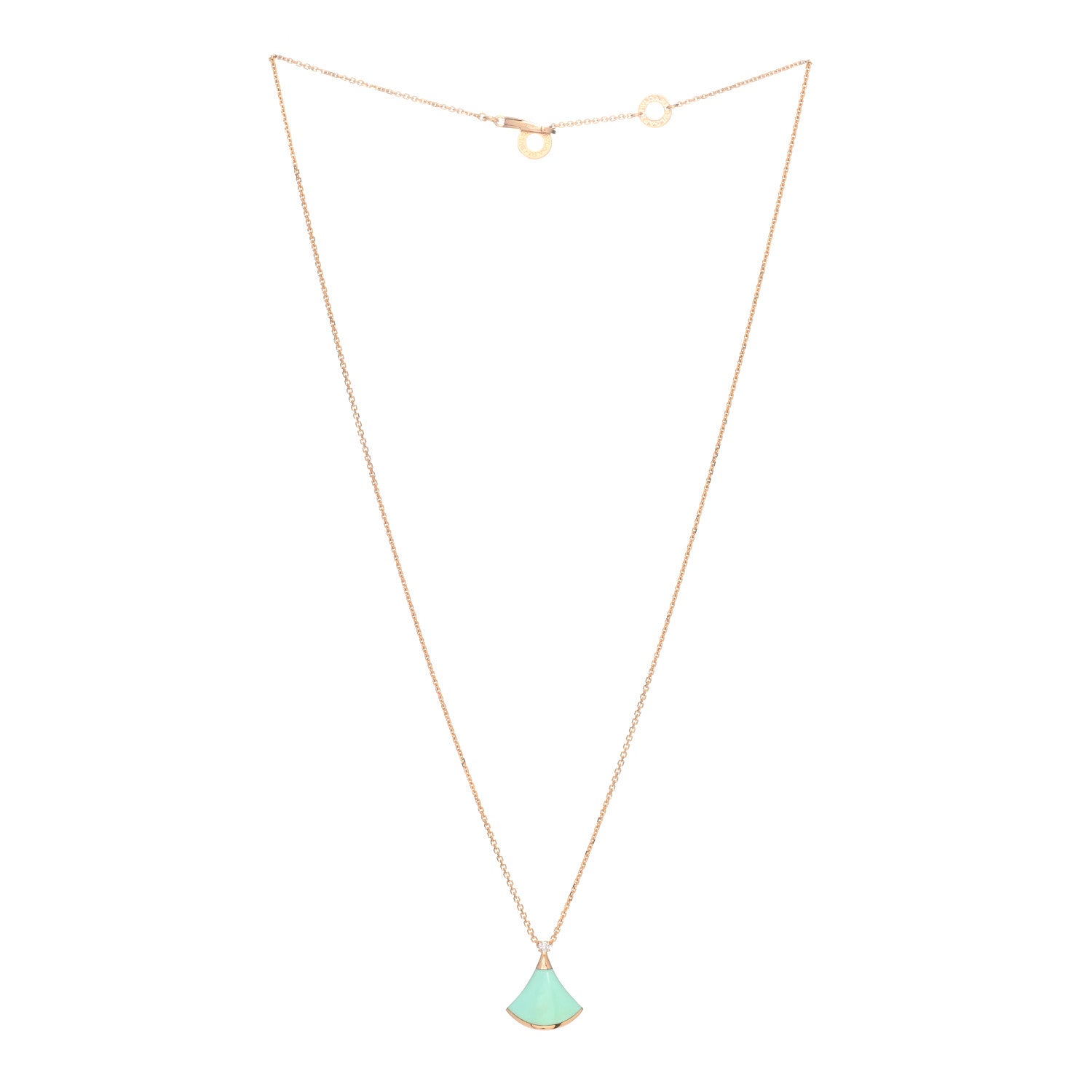 Bulgari 18K Rose Gold Diamond Turquoise Divas' Dream Pendant Necklace 2 of 4