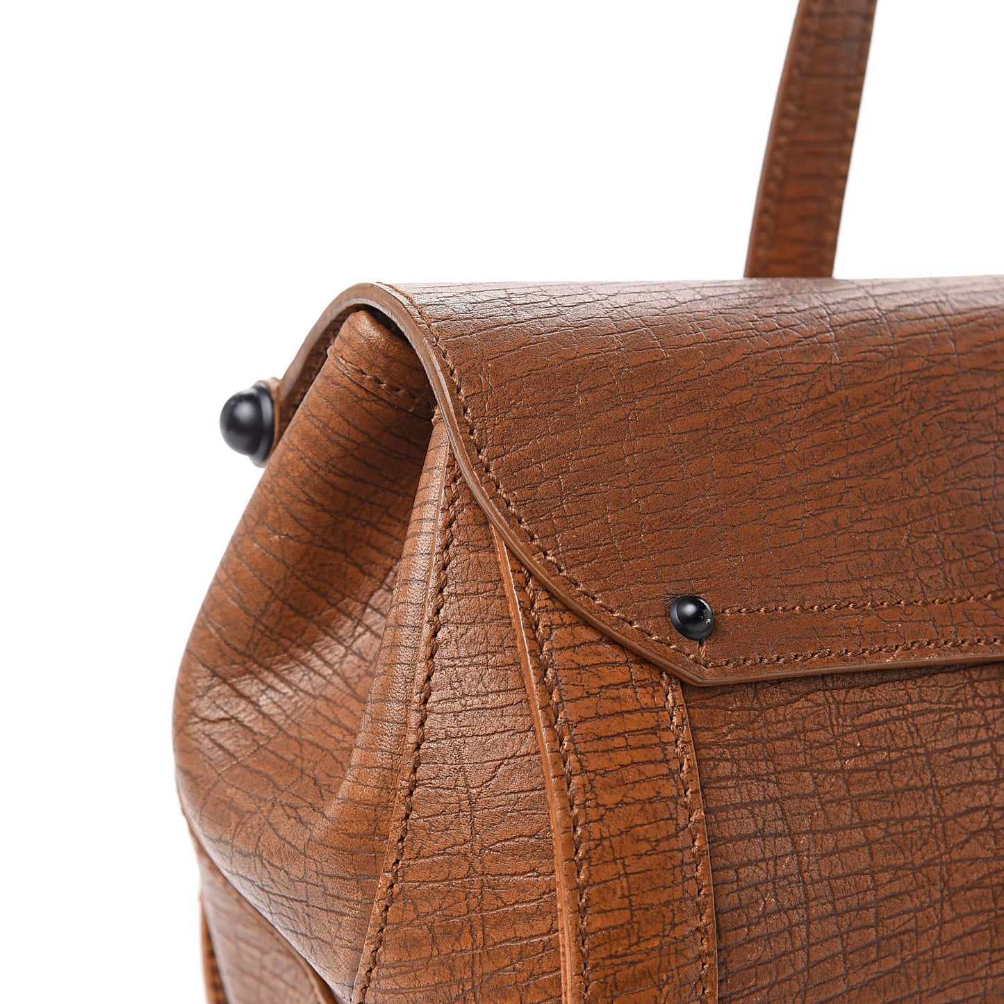 Calfskin Bamboo Bullet Satchel Brown