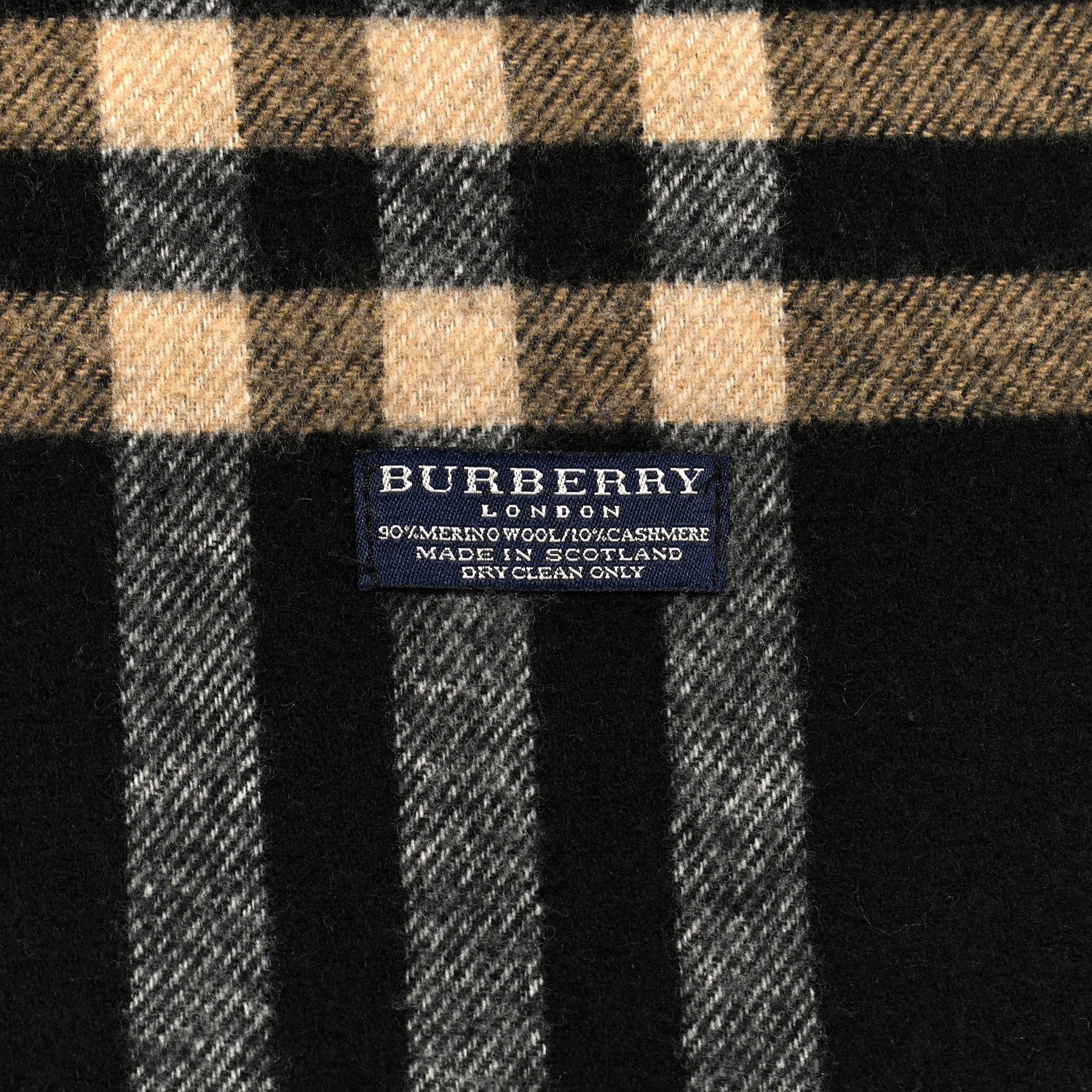 Burberry Merino Wool Cashmere Check Pocket Scarf Black 5 of 5