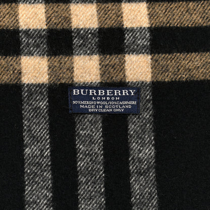 Burberry Merino Wool Cashmere Check Pocket Scarf Black 5 of 5
