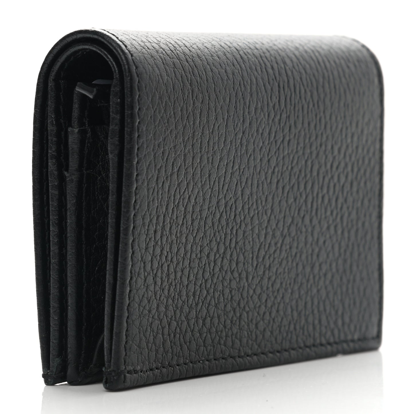 Pebbled Calfskin GG Marmont Card Case Black