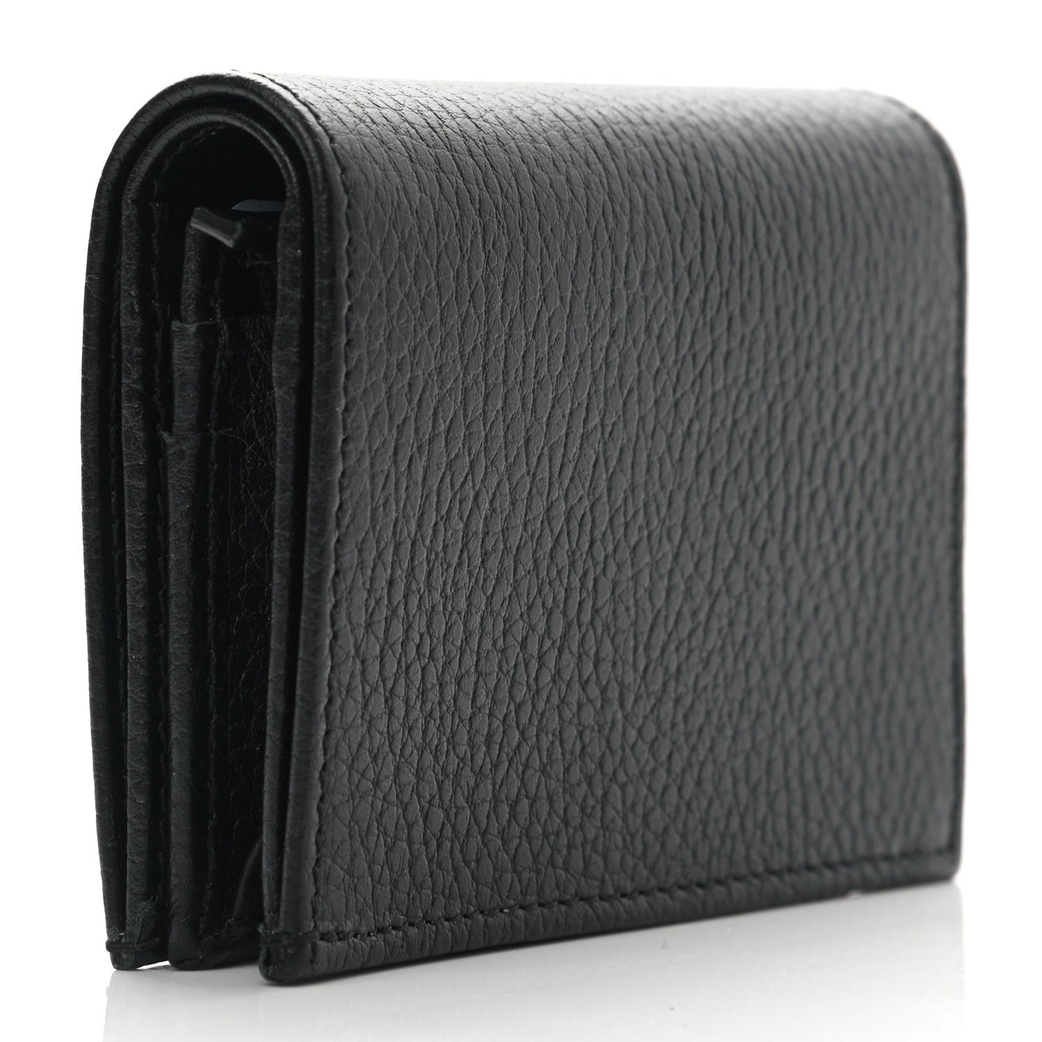 Gucci Pebbled Calfskin GG Marmont Card Case Black 3 of 9