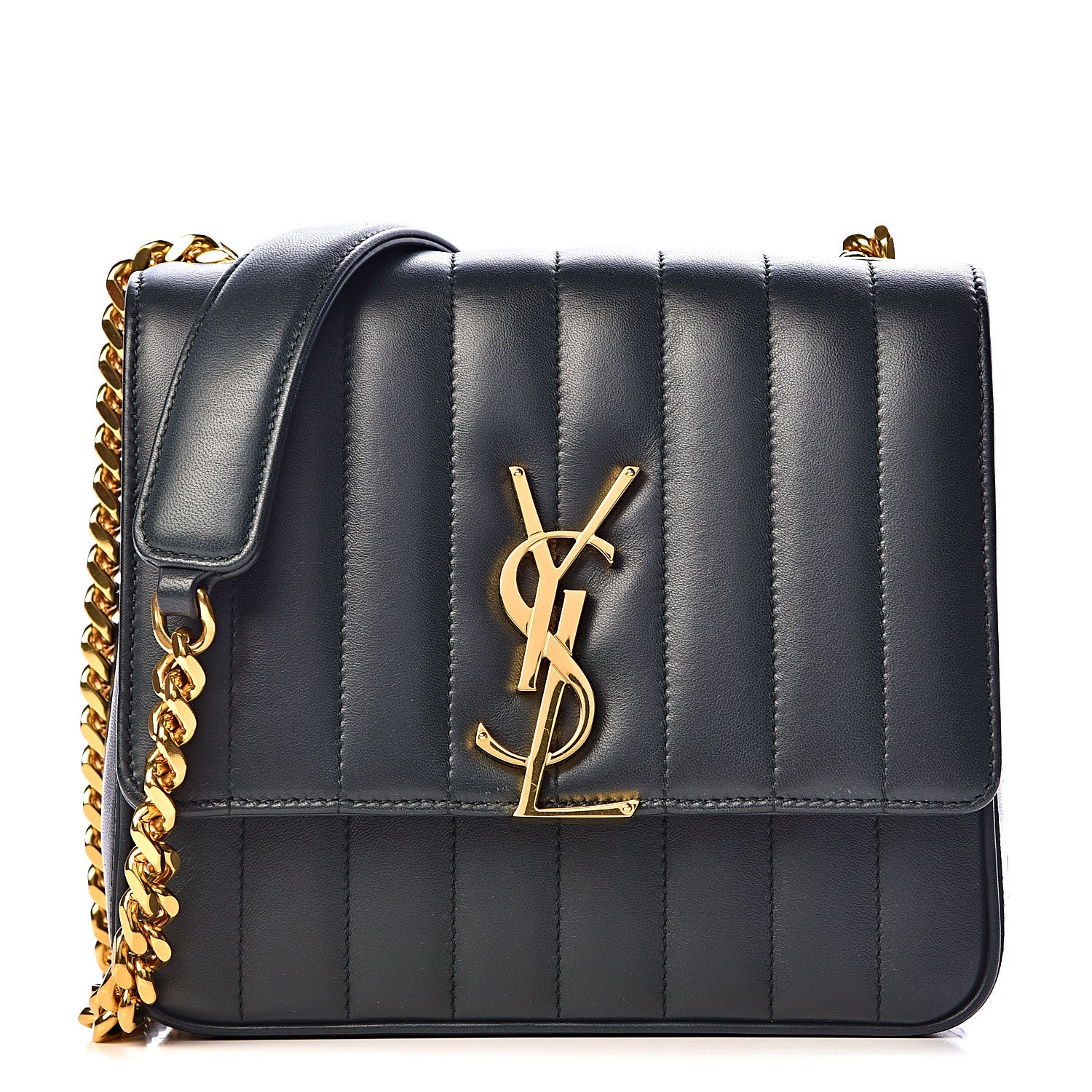 Saint Laurent Lambskin Matelasse Monogram Medium Vicky Chain Bag Algae 1 of 9