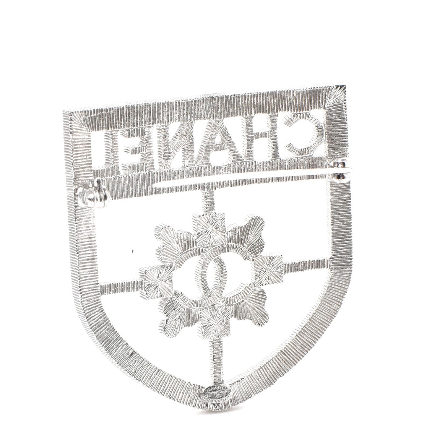 Swarovski Baguette Crystal CC Shield Brooch Silver