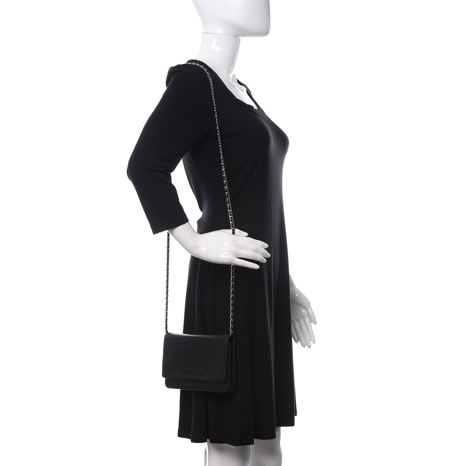 Chanel Caviar Timeless CC Wallet On Chain WOC Black 2 of 15