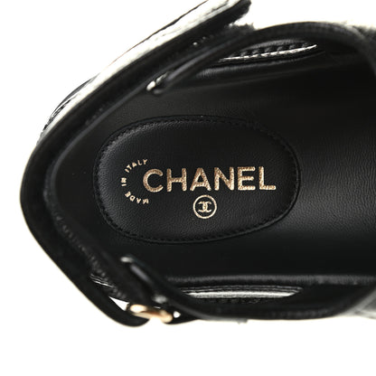Chanel Grained Calfskin Velcro Dad Sandals 37.5 Black 7 of 8