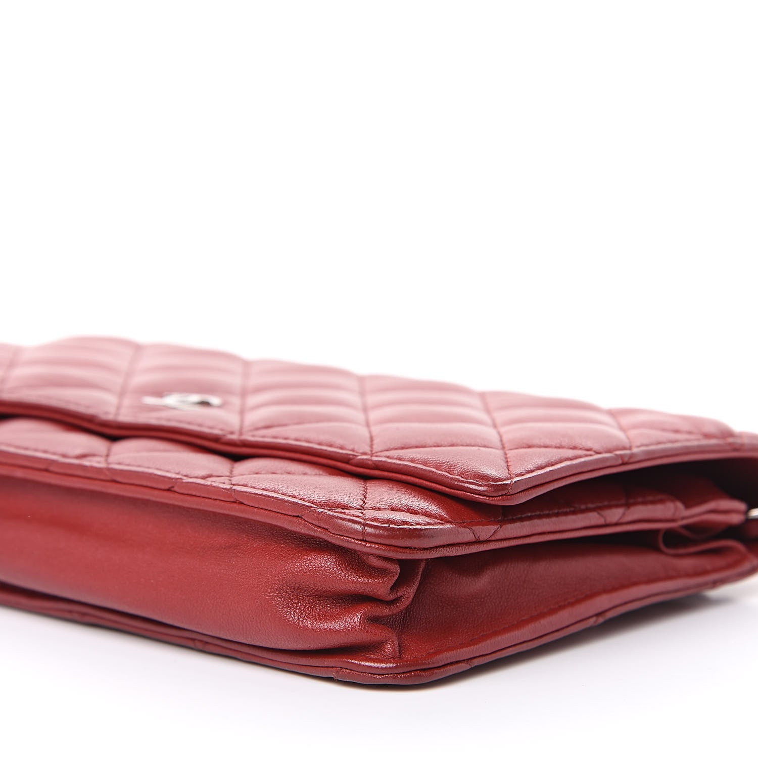 Chanel Lambskin Quilted Wallet On Chain WOC Red 10 of 15