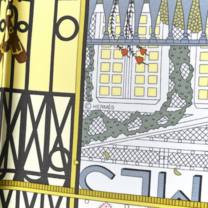 Hermes Silk Objets de Curiosite Scarf 90 Bleu Gris Jaune Soufre Rose 4 of 5