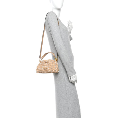 Jimmy Choo Raffia Woven Crystal Small Cinch Bag Natural 2 of 10