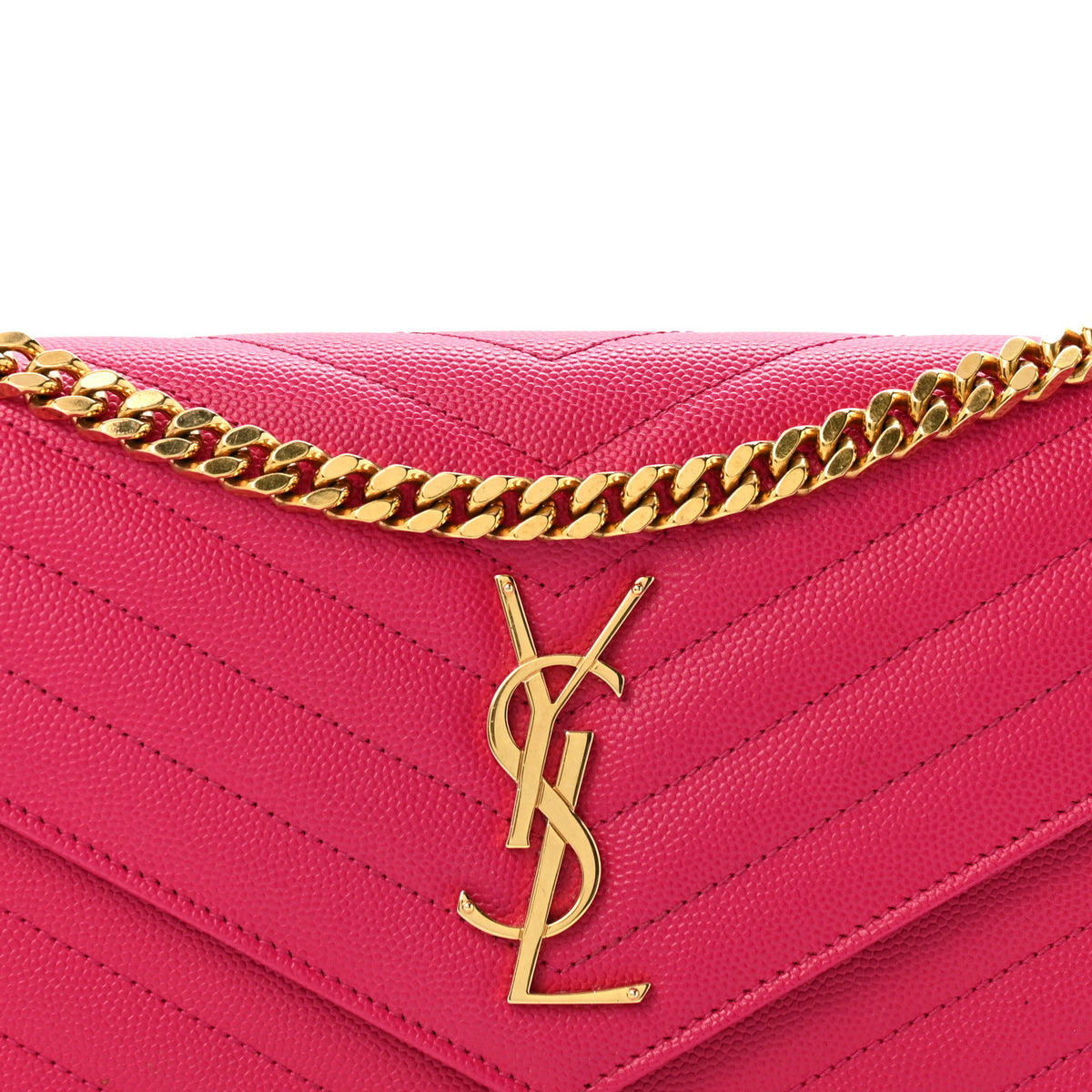 Grain De Poudre Matelasse Chevron Monogram Chain Wallet Bubblegum