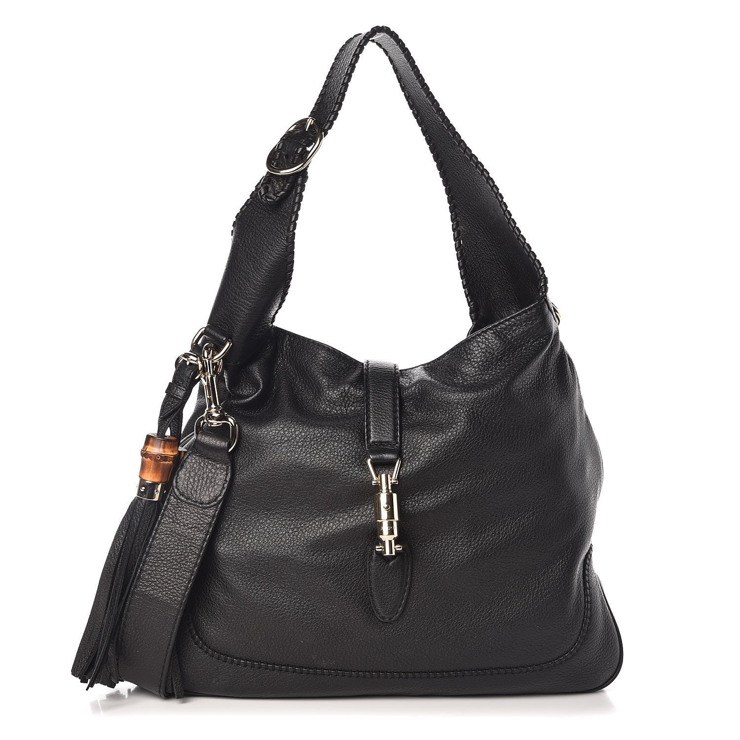 Gucci Pebbled Calfskin Medium New Jackie Shoulder Bag Black 1 of 10
