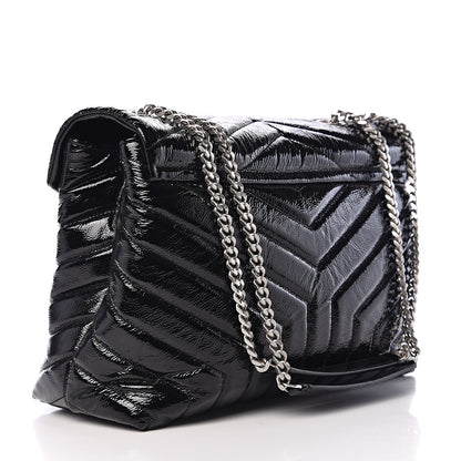 Saint Laurent Patent Y Quilted Monogram Medium Loulou Chain Satchel Black 2 of 9