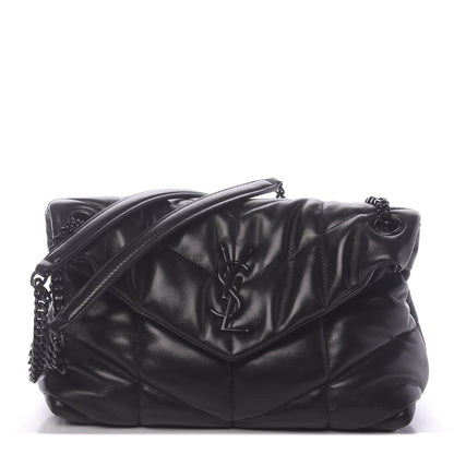 Saint Laurent Lambskin Quilted Small Loulou Puffer Monogram Chain Satchel Black 1 of 10