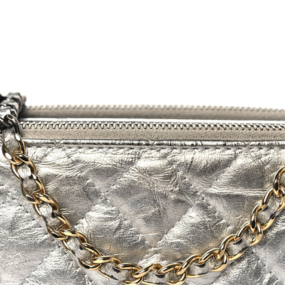 Chanel Metallic Lambskin Calfskin Quilted Small Gabrielle Clutch With Chain Silver 11 of 15