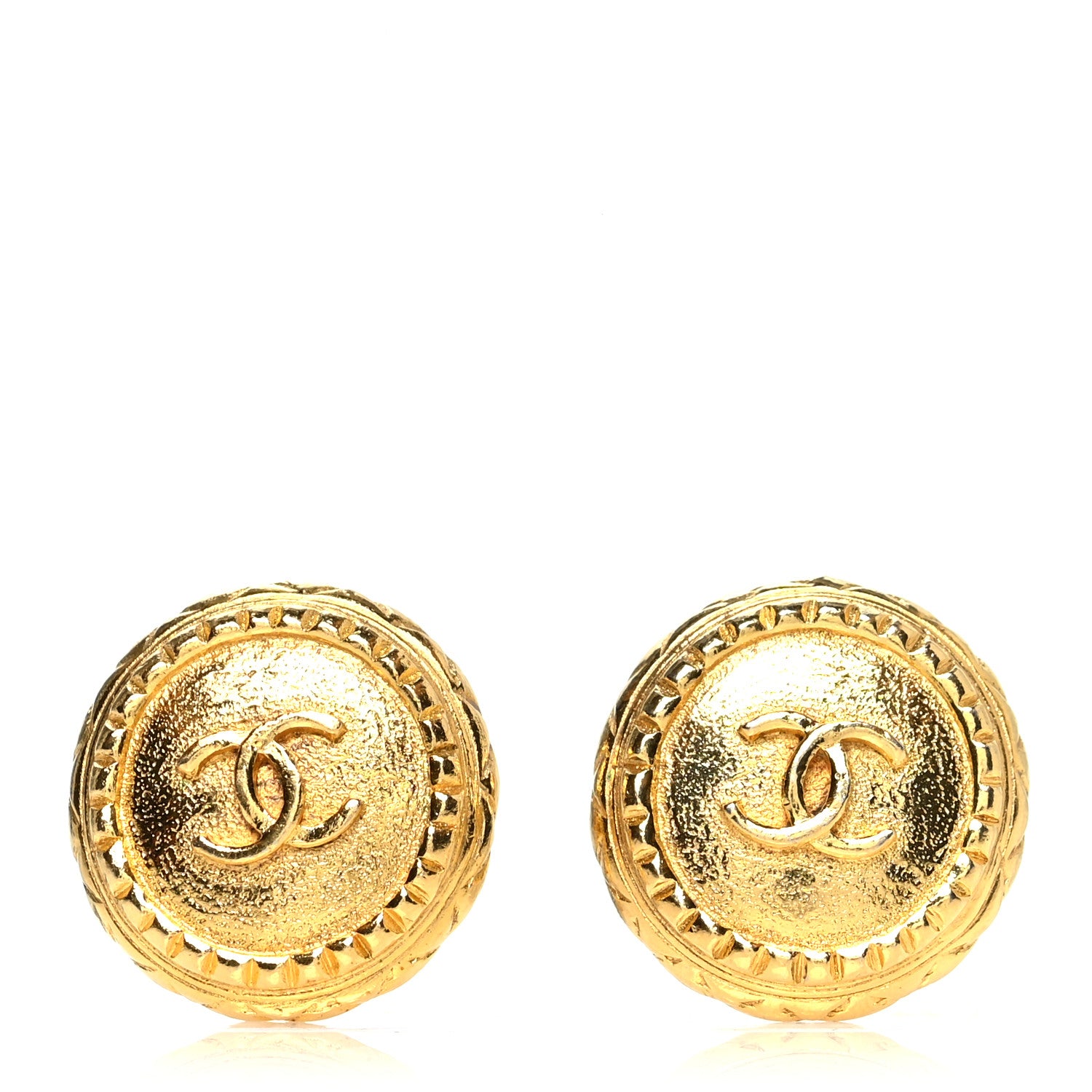 Chanel Metal CC Button Clip On Earrings Gold 1 of 4