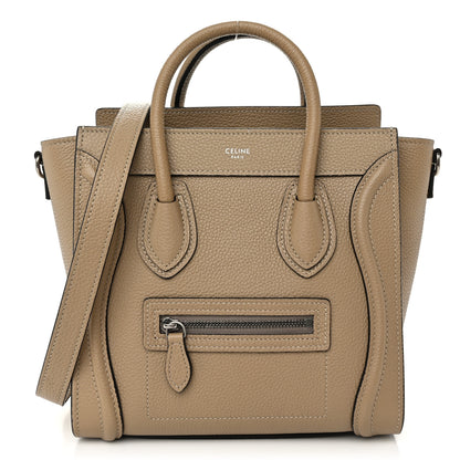 Celine Drummed Calfskin Nano Luggage Dune 1 of 11