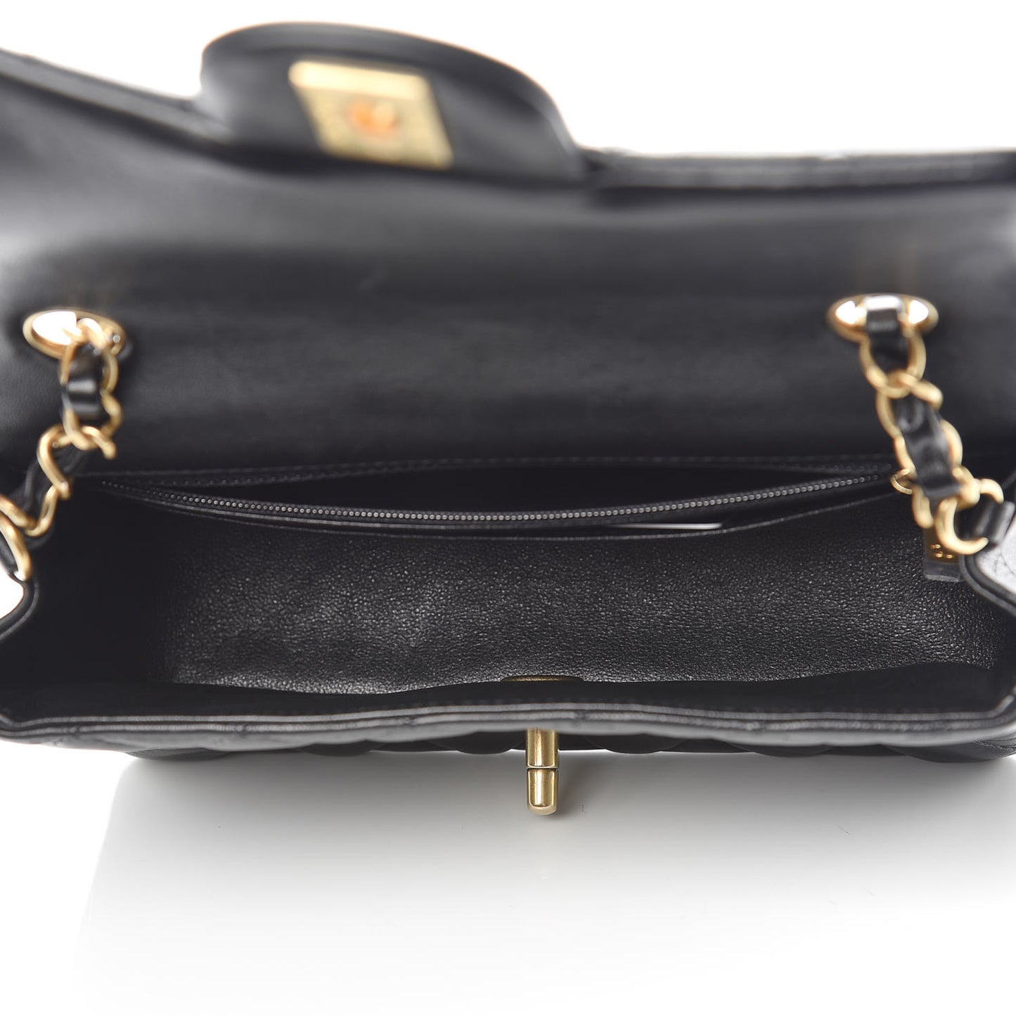 Lambskin Quilted Mini Rectangular Flap Black