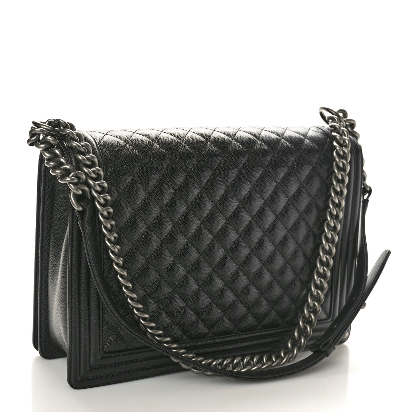 Caviar Quilted Large Boy Flap Black