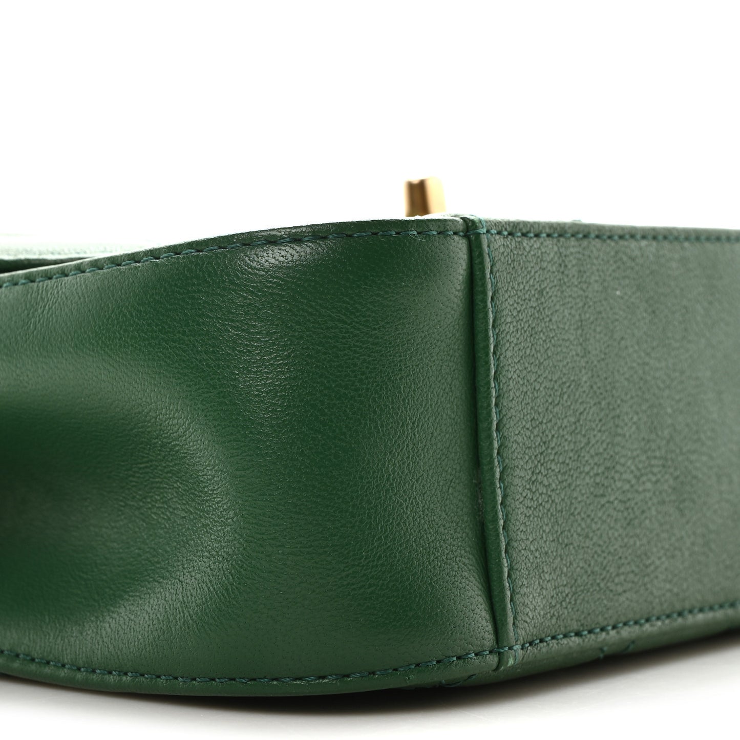 Lambskin Quilted Small Chain Infinity Top Handle Flap Dark Green
