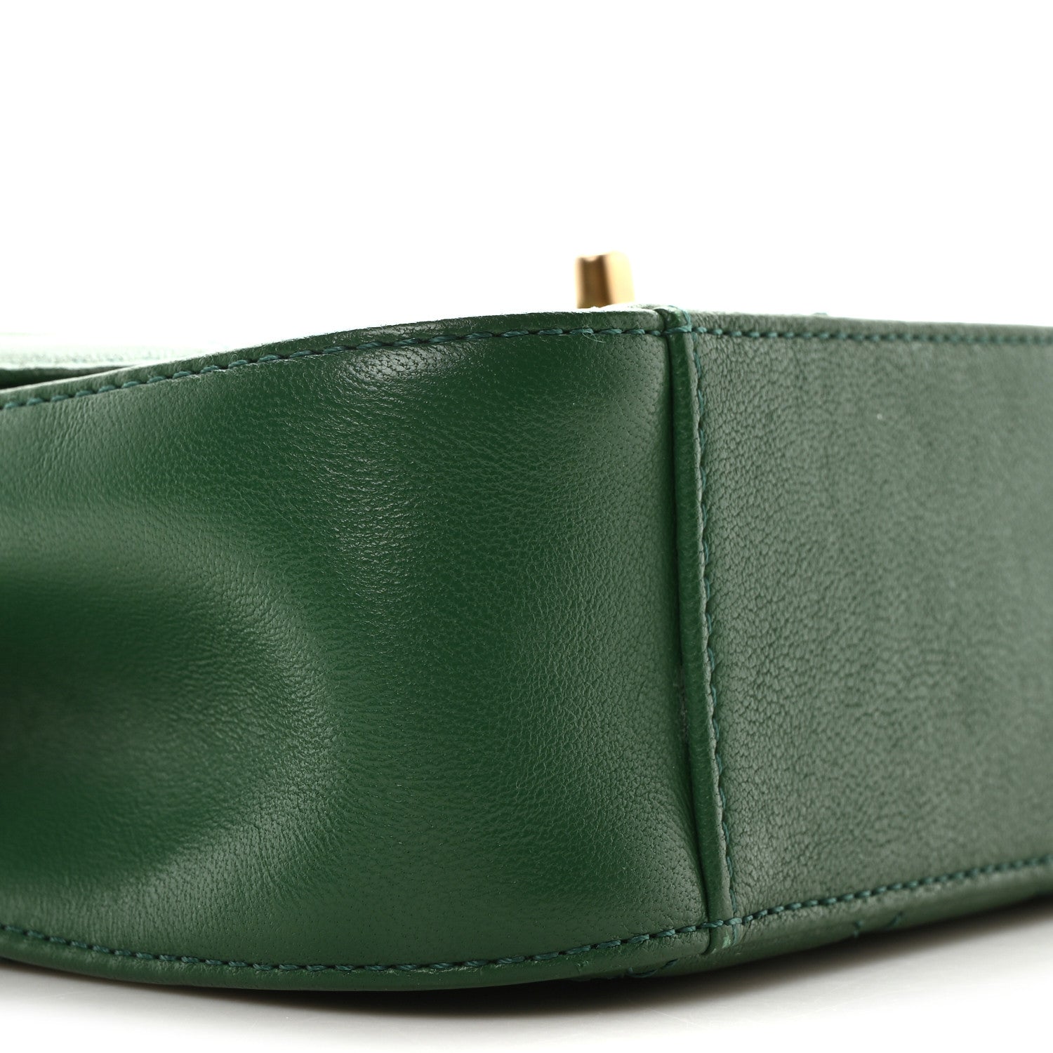 Chanel Lambskin Quilted Small Chain Infinity Top Handle Flap Dark Green 9 of 10