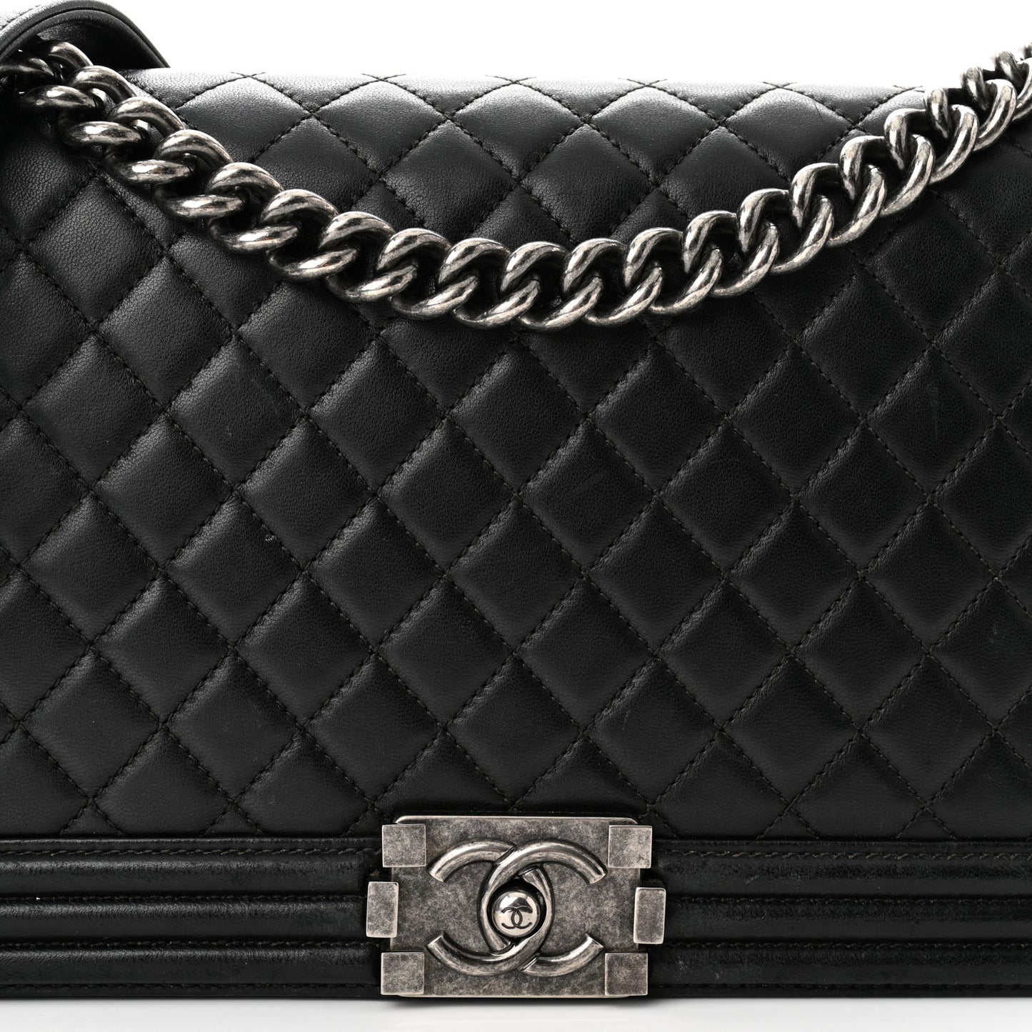 Lambskin Quilted New Medium Boy Flap Black