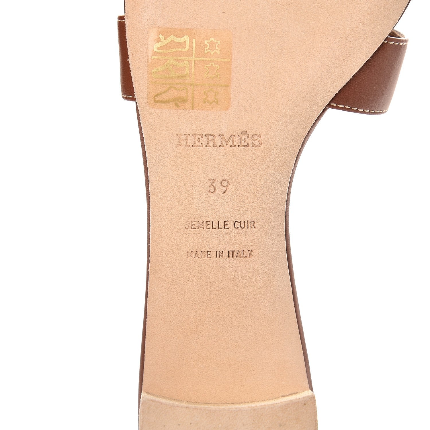 Hermes Calfskin Oasis Sandals 39 Gold 7 of 8