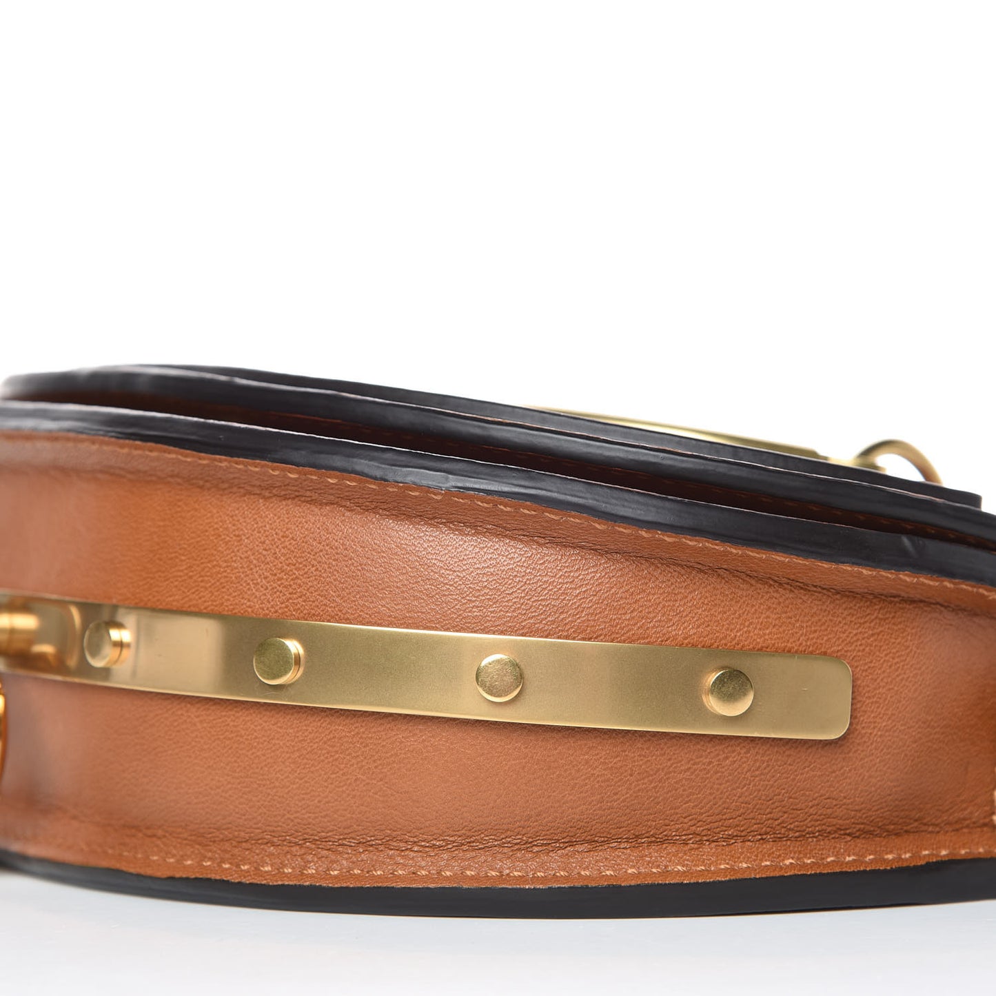 Calfskin Small Nile Bracelet Minaudiere Bag Caramel