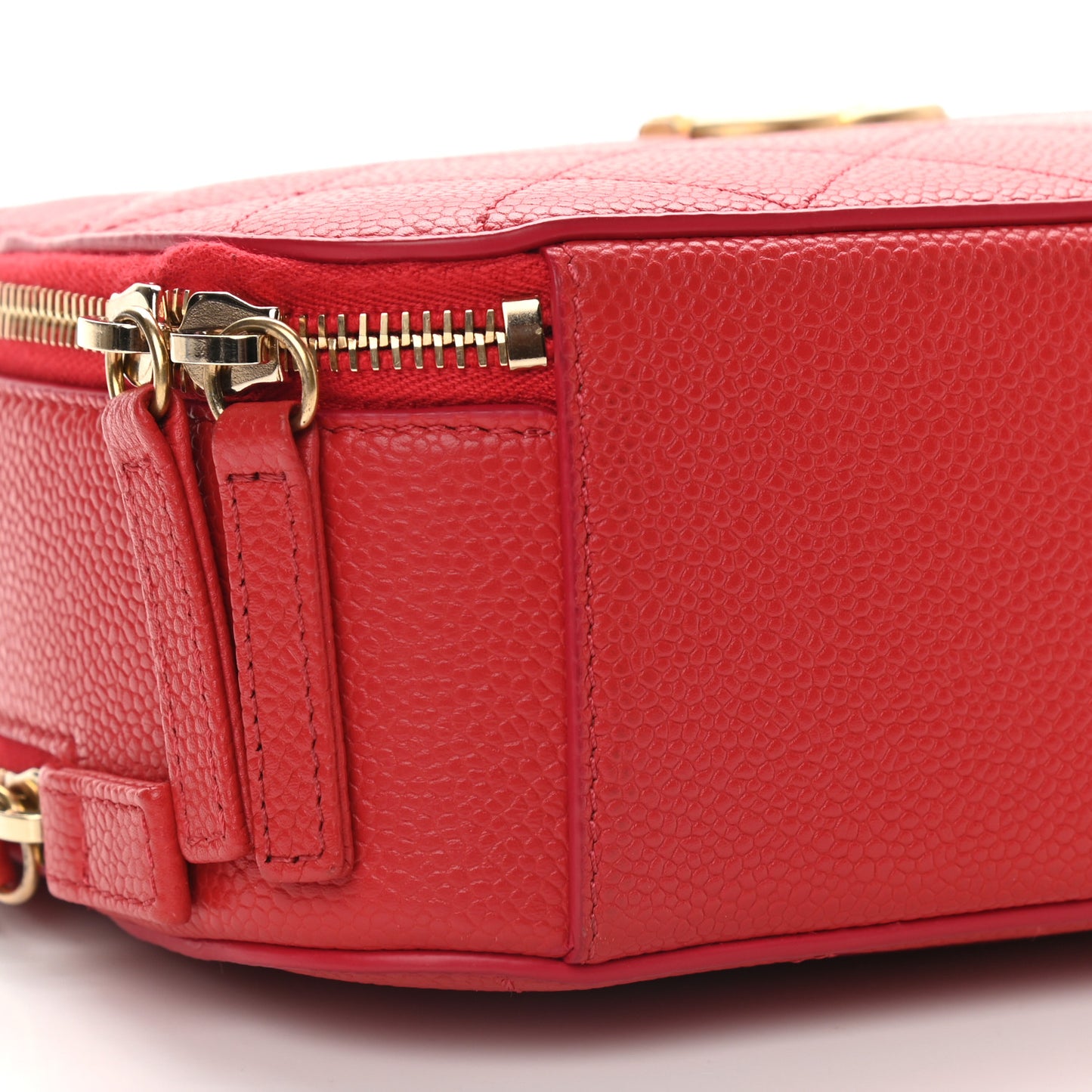 Caviar Quilted Small Camera Case Red