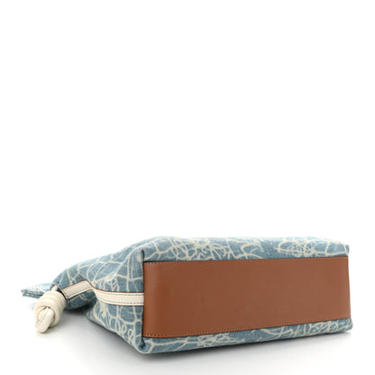 Loewe Denim Calfskin Mermaid Print Paula's Ibiza Flamenco Knot Bag Blue Tan 4 of 10