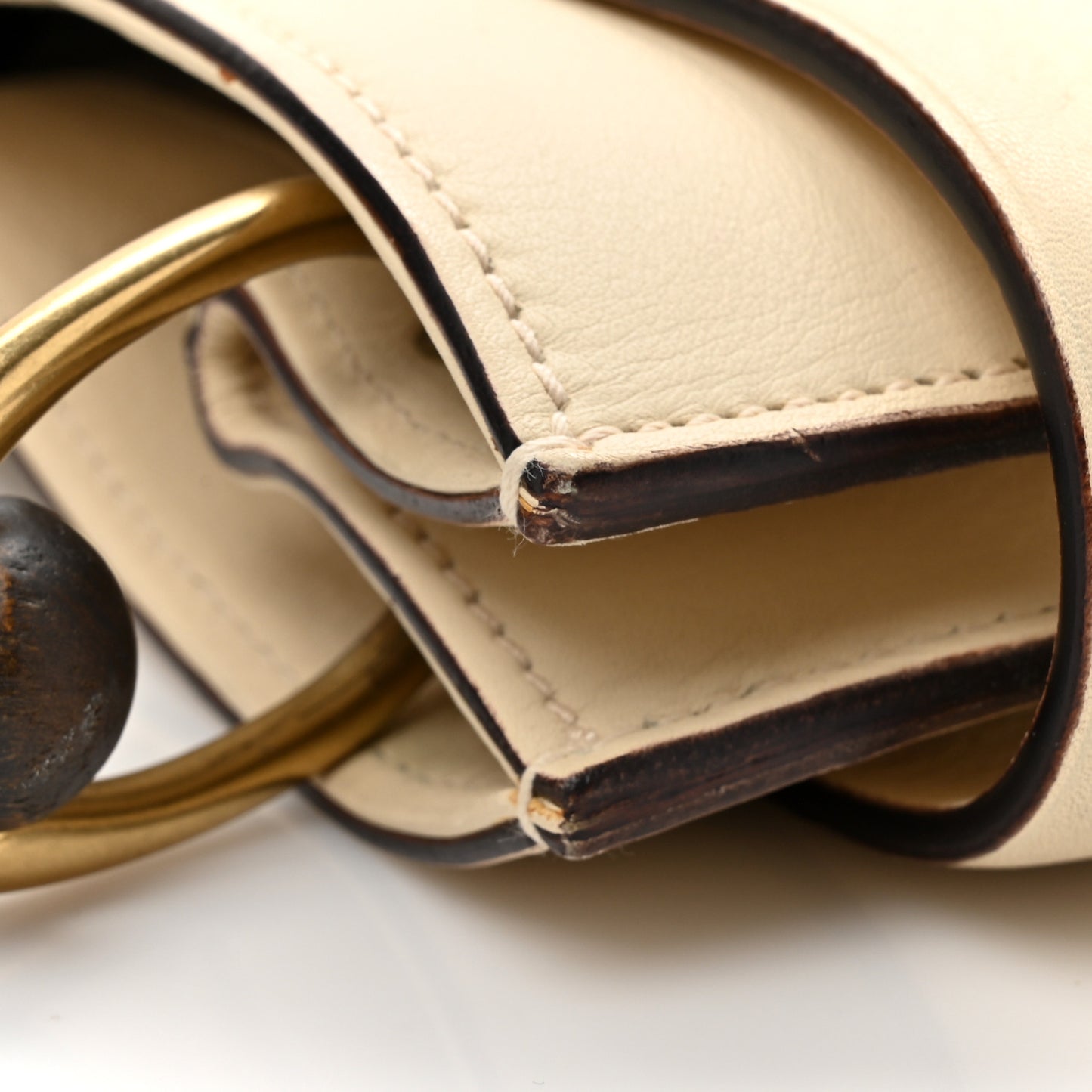 Calfskin Bamboo Top Handle Hobo Ivory