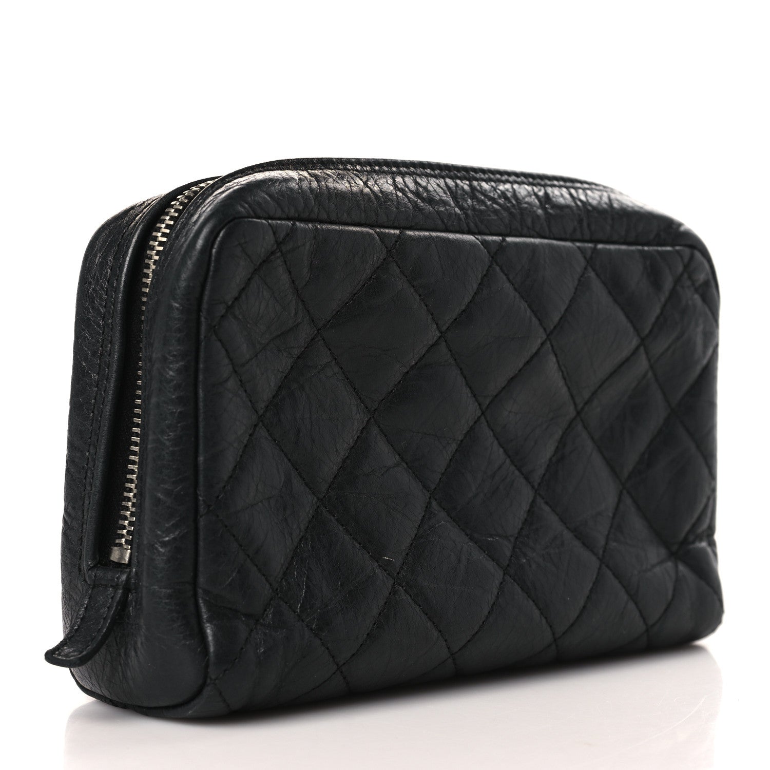 Chanel Aged Calfskin Quilted Cambon Cosmetic Case Black 3 of 9