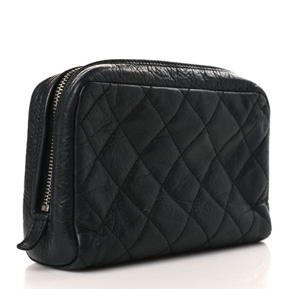 Chanel Aged Calfskin Quilted Cambon Cosmetic Case Black 3 of 9